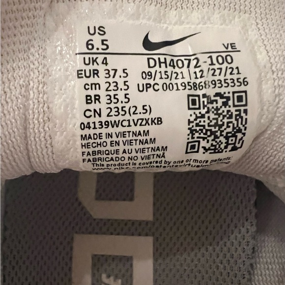 Nike Women's Air Zoom Pegasus 39 Low Top Sneakers White Size 6.5 - Picture 8 of 9